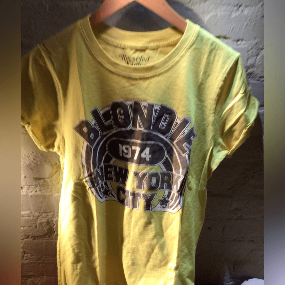 NEW RARE REcycled Karma Yellow Blondie New York City T-Shirt